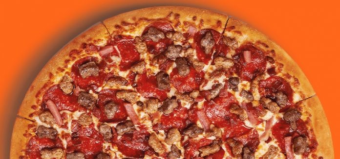 image of half Little Caesars 5 Meat Feast Pizza