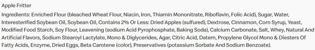 McDonald's Apple Fritter ingredients list