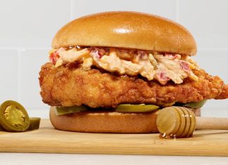 Chick-fil-A Honey Pepper Pimento Chicken Sandwich Chick-fil-A Honey Pepper Pimento Chicken Sandwich